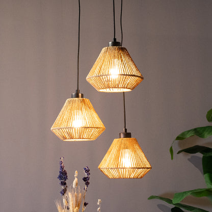 Hanglamp Ibiza Diamond | 3 Lichten | Naturel Jute