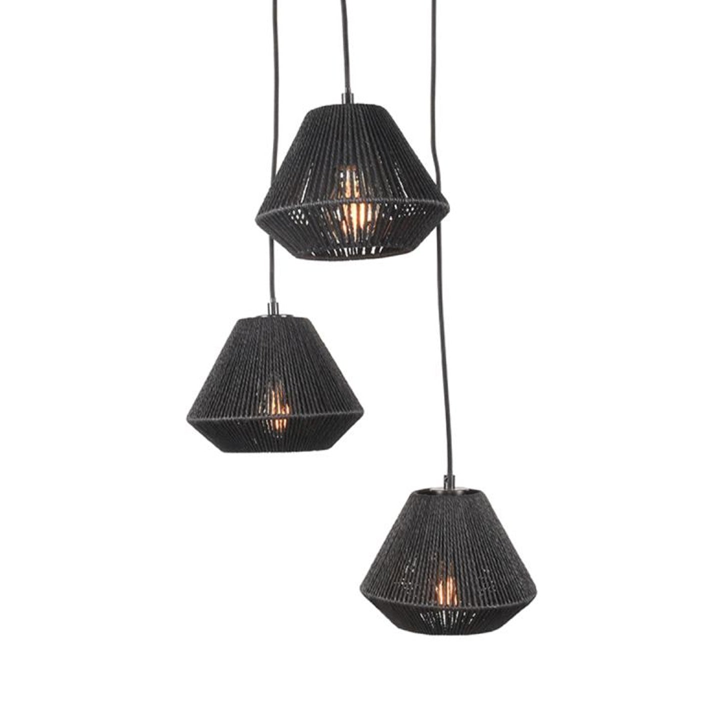 Hanglamp Ibiza Diamond | 3 Lichten | Zwart Jute