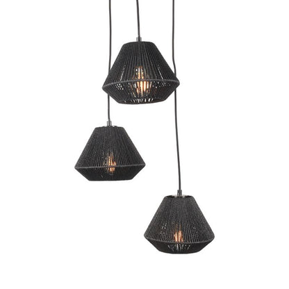 Hanglamp Ibiza Diamond | 3 Lichten | Zwart Jute