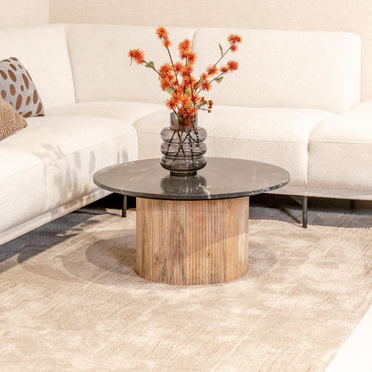 Salontafel Brix Nova | Rond | Zwart Marmer Mangohout