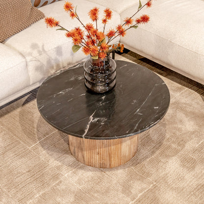 Salontafel Brix Nova | Rond | Zwart Marmer Mangohout