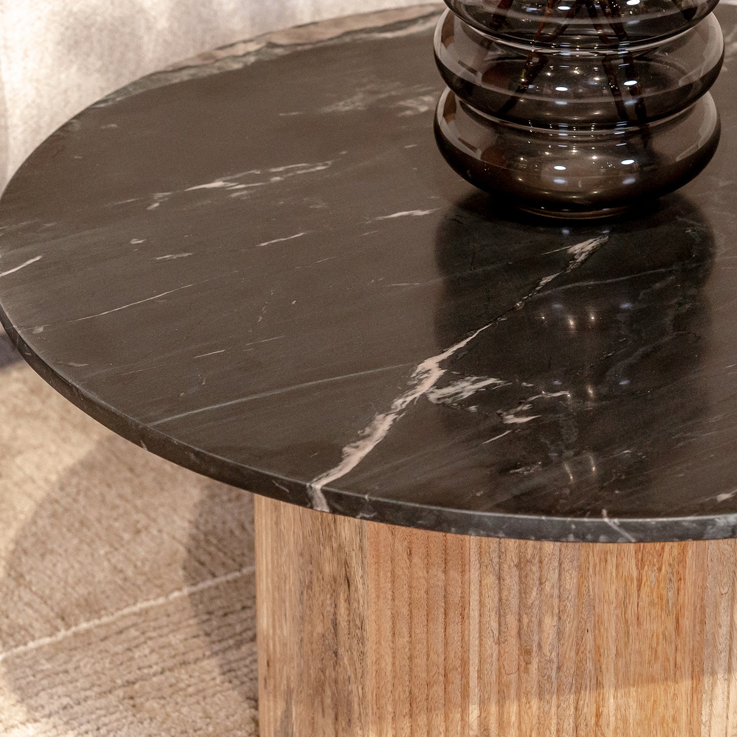 Salontafel Brix Nova | Rond | Zwart Marmer Mangohout