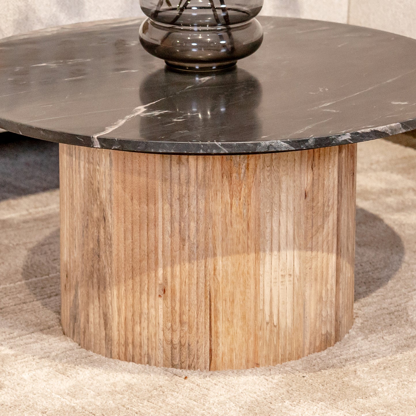 Salontafel Brix Nova | Rond | Zwart Marmer Mangohout