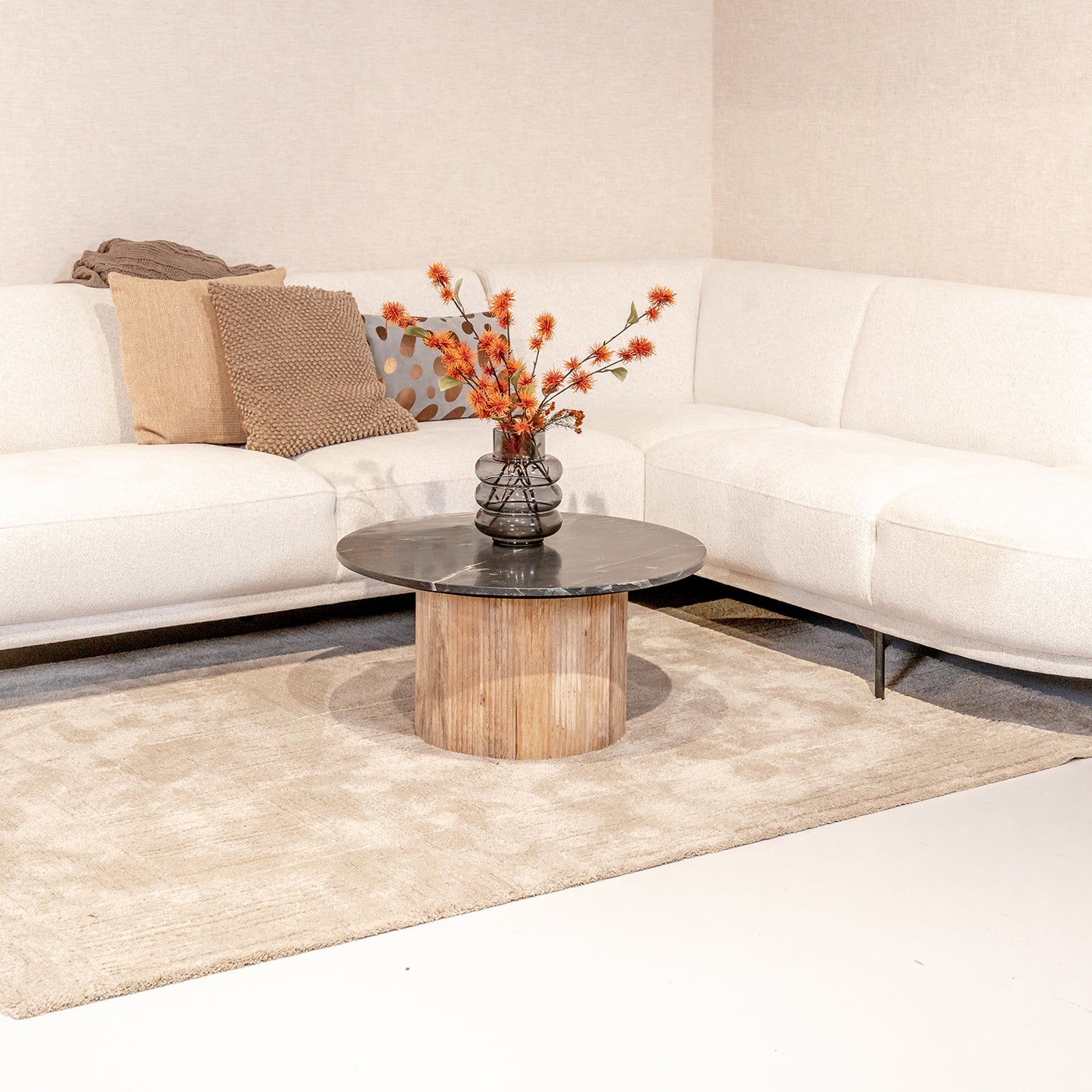 Salontafel Brix Nova | Rond | Zwart Marmer Mangohout