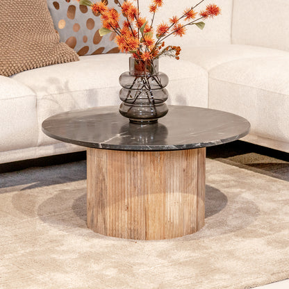Salontafel Brix Nova | Rond | Zwart Marmer Mangohout