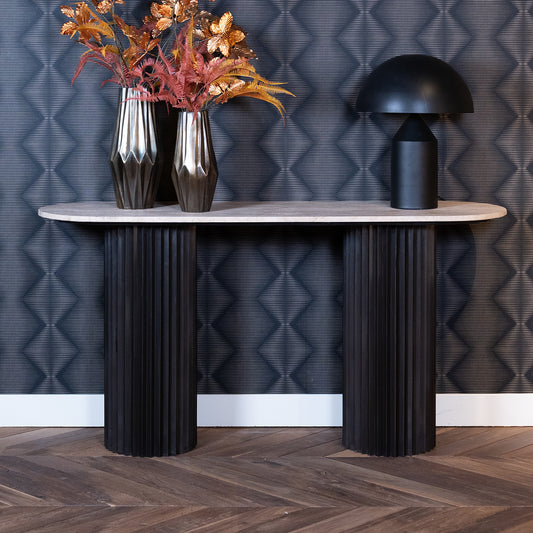 Sidetable Hampton | Zwart Travertin