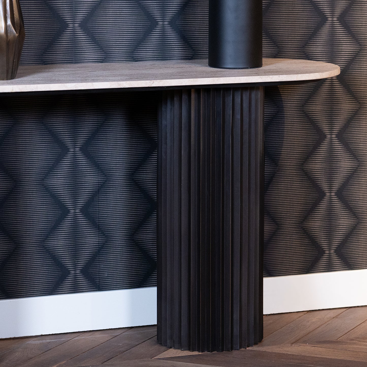 Sidetable Hampton | Zwart Travertin