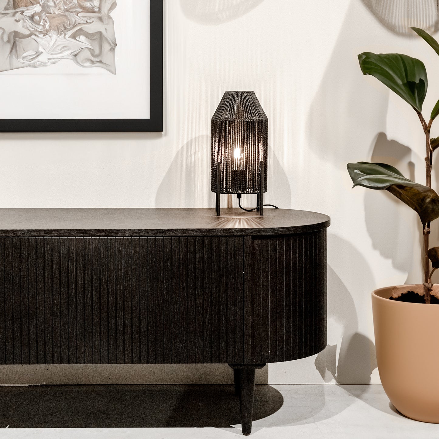 Tafellamp Ibiza | Zwart Jute