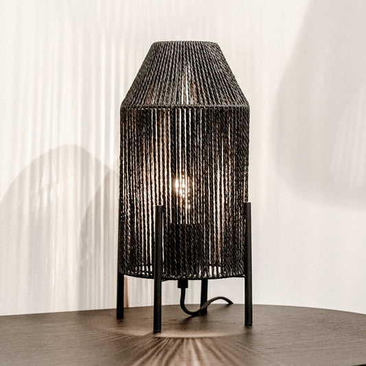 Tafellamp Ibiza | Zwart Jute