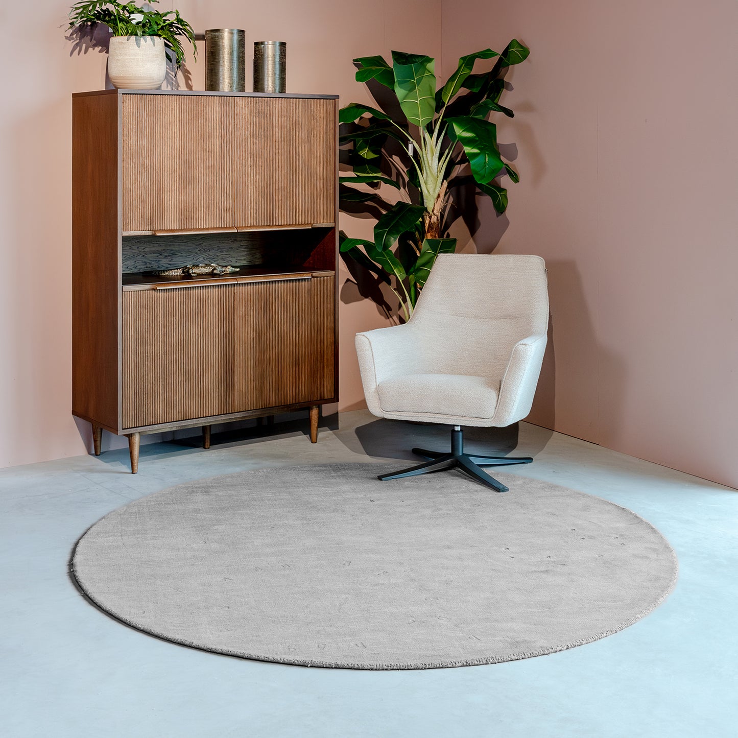 Vloerkleed Velvy | Rond | Taupe | 200x200 cm