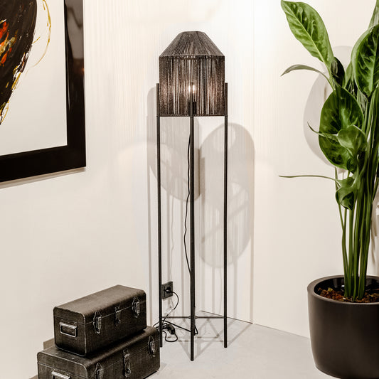 Vloerlamp Ibiza | Zwart Jute