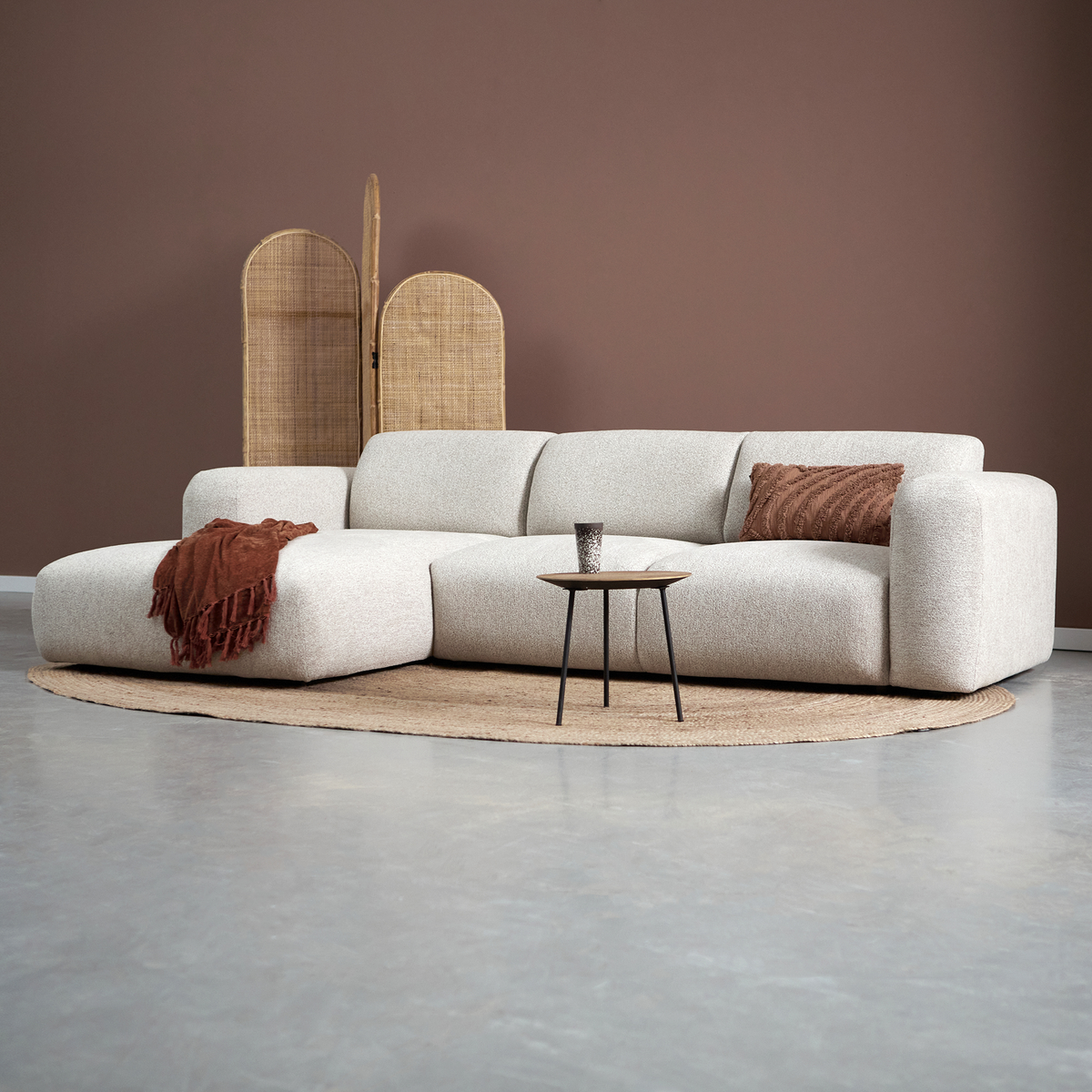 Bank Soul | Sole 05 | Wit/Beige Chenille — Zijaanzicht - sfeer