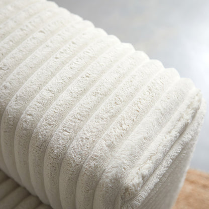 Hoekbank Uno beige ribstof, detail van het materiaal