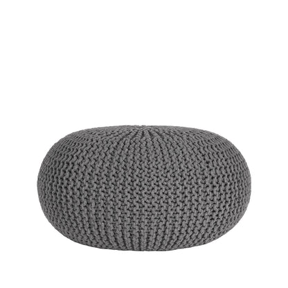 Poef Knitted donkergrijs katoen
