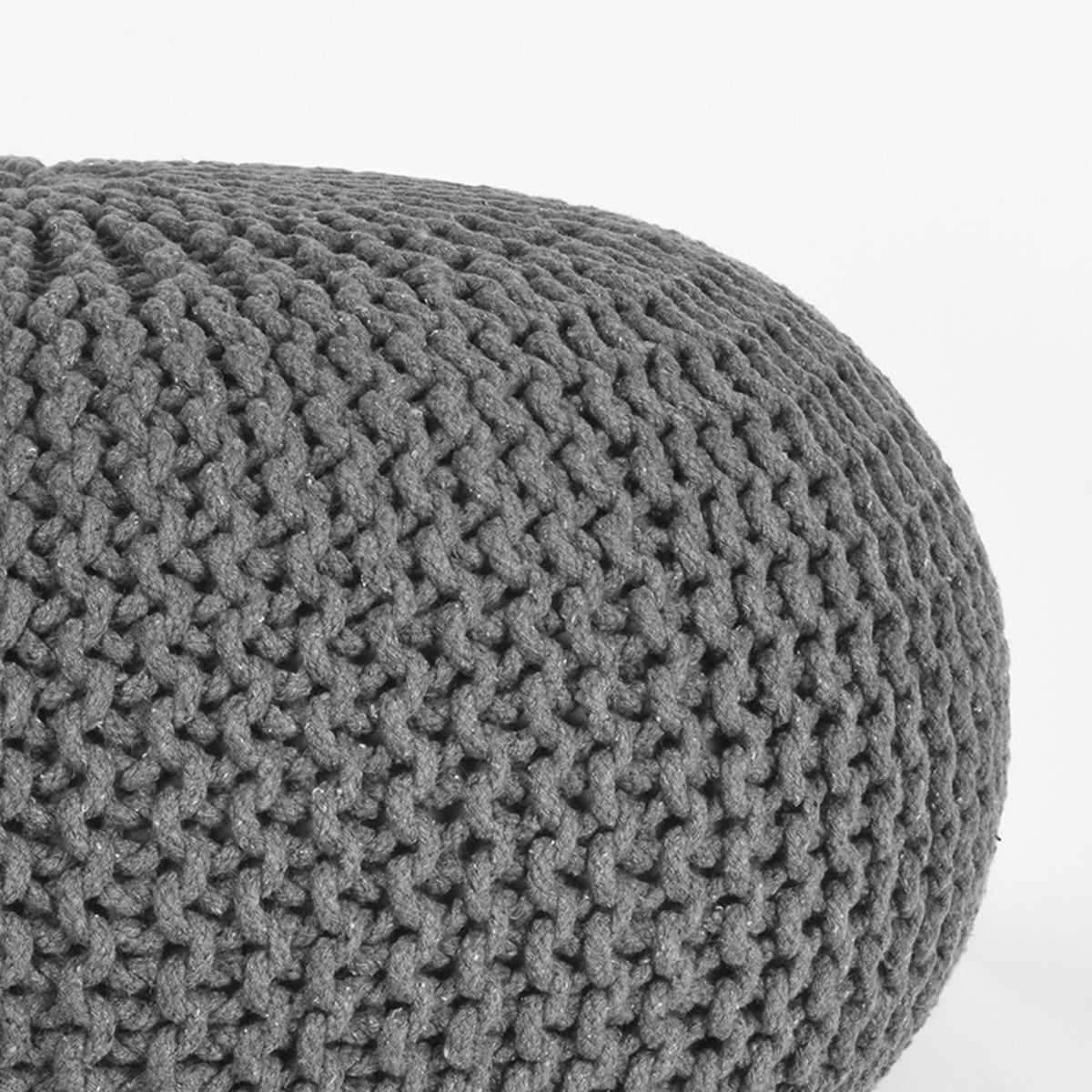 Poef Knitted donkergrijs katoen