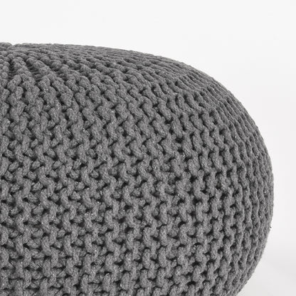 Poef Knitted donkergrijs katoen
