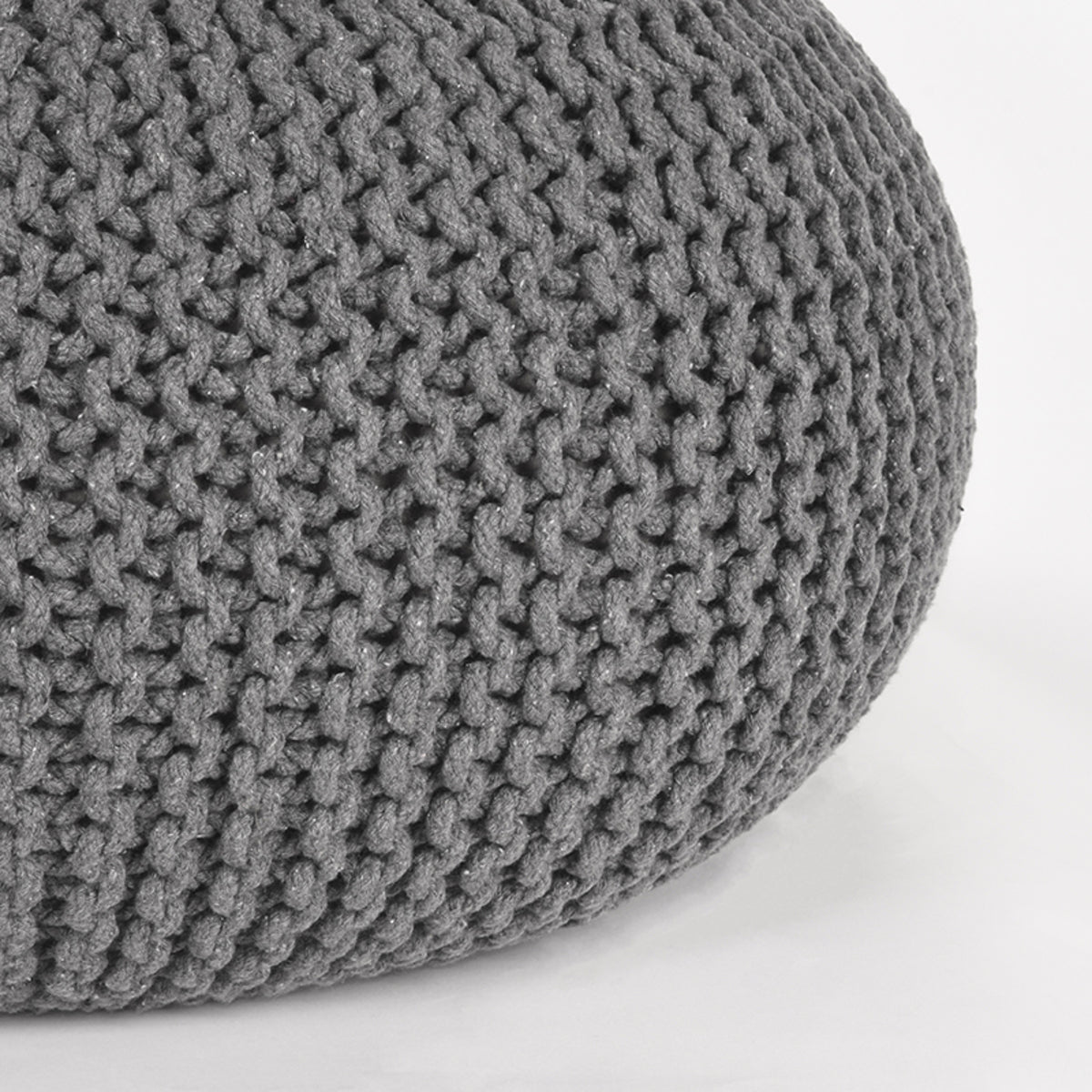 Poef Knitted donkergrijs katoen