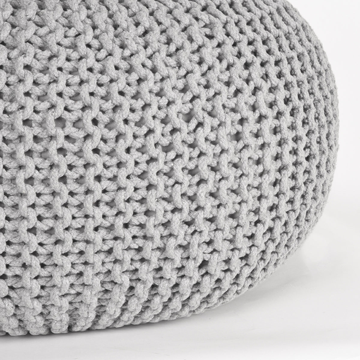Poef Knitted | Grijs Katoen — Detail