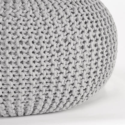 Poef Knitted | Grijs Katoen — Detail