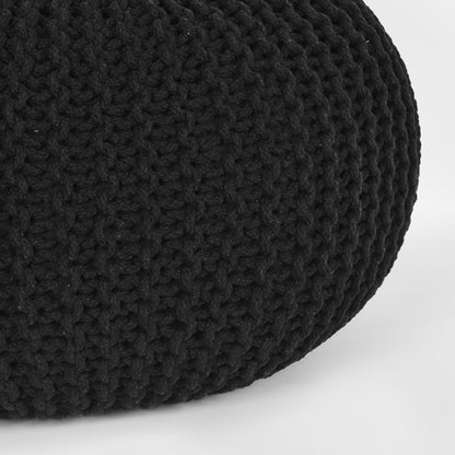 Poef Knitted | Zwart Katoen — Detail