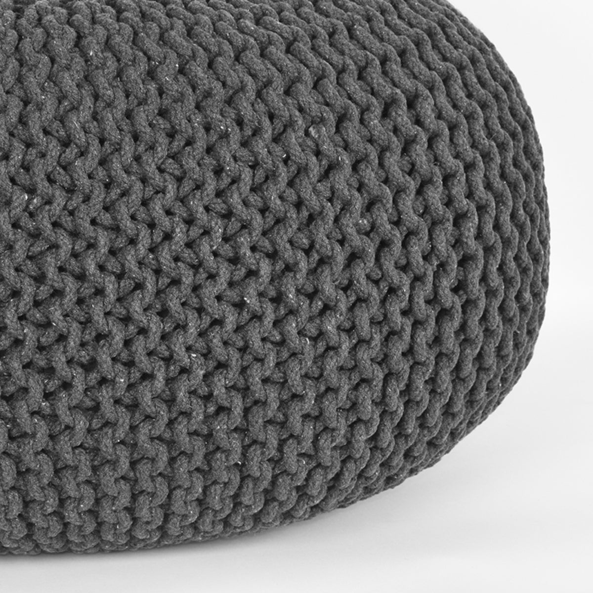 Poef Knitted grijs katoen