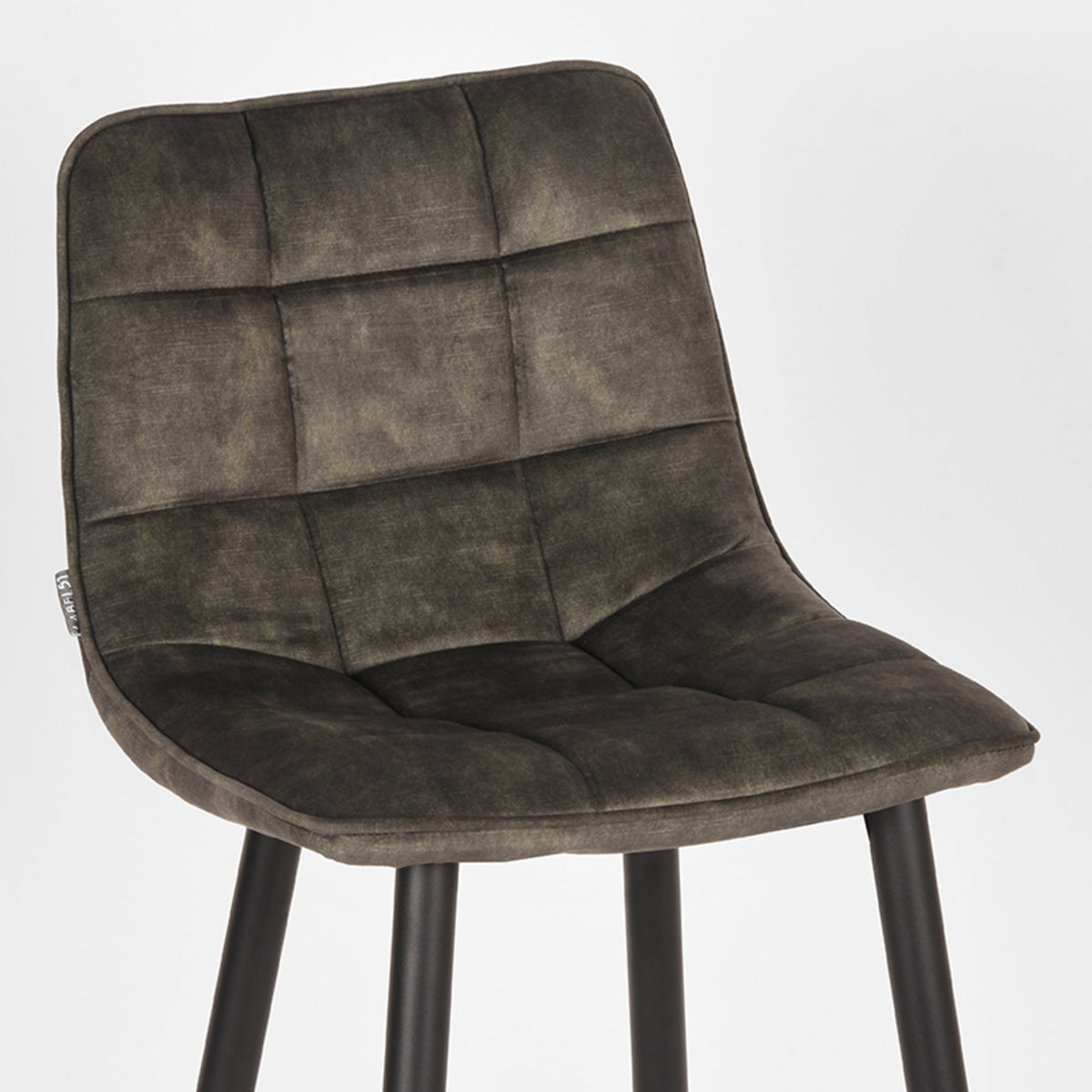 Barkruk Jelt horecahoogte velours hunter, detail van het materiaal