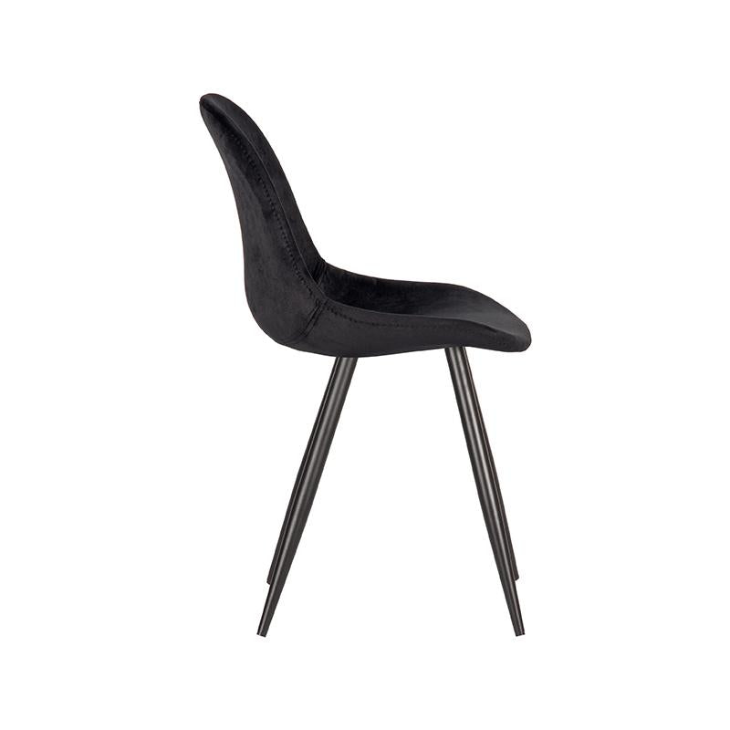 Eetkamerstoel Capri | Zwart Velvet — Zijaanzicht - witfoto