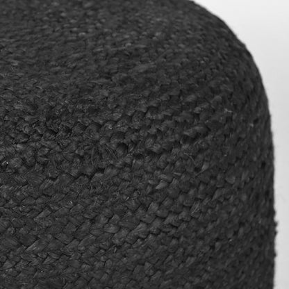 Poef Jute zwart jute, detail van het materiaal
