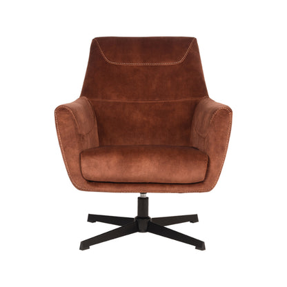 Fauteuil Toby velours rust, vooraanzicht op witte achtergrond