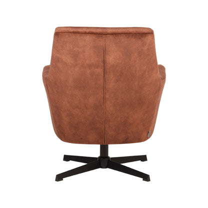 Fauteuil Toby velours rust, achteraanzicht op witte achtergrond