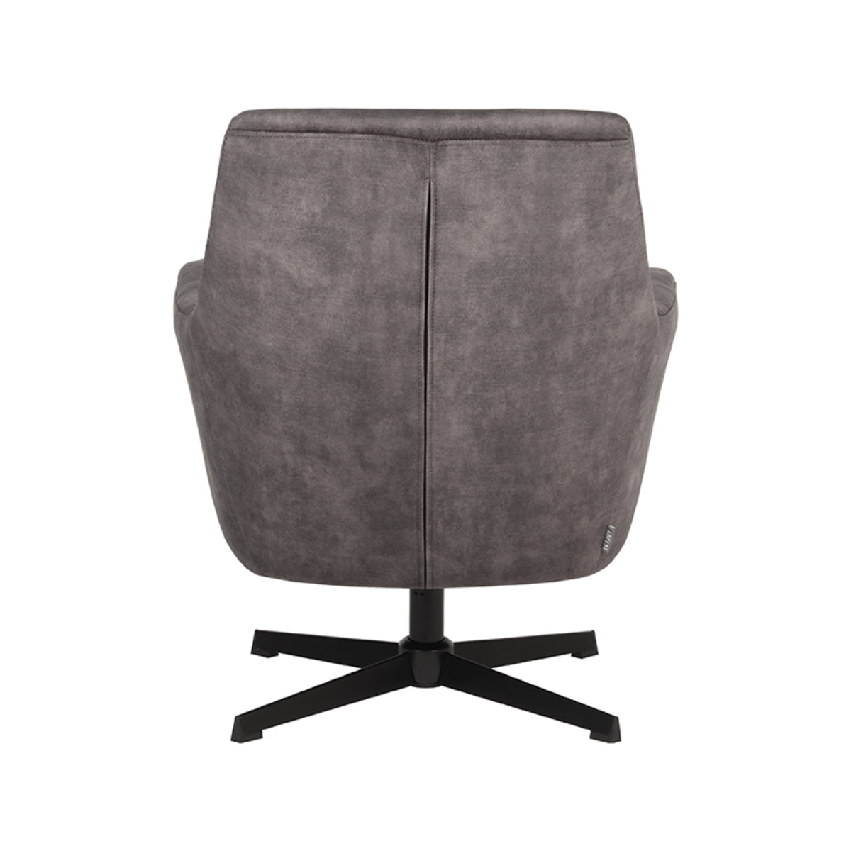Fauteuil Toby Velours Antraciet, achteraanzicht op witte achtergrond