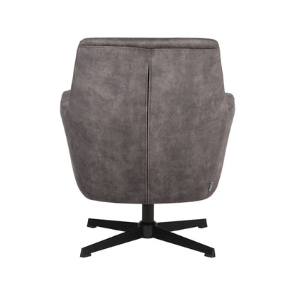 Fauteuil Toby Velours Antraciet, achteraanzicht op witte achtergrond