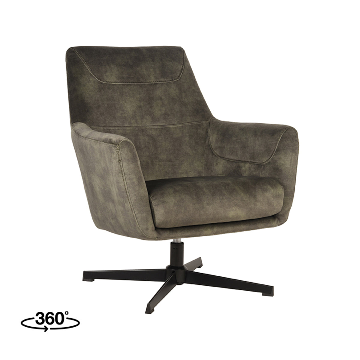 Fauteuil Toby Velours Hunter, schuin vooraanzicht op witte achtergrond