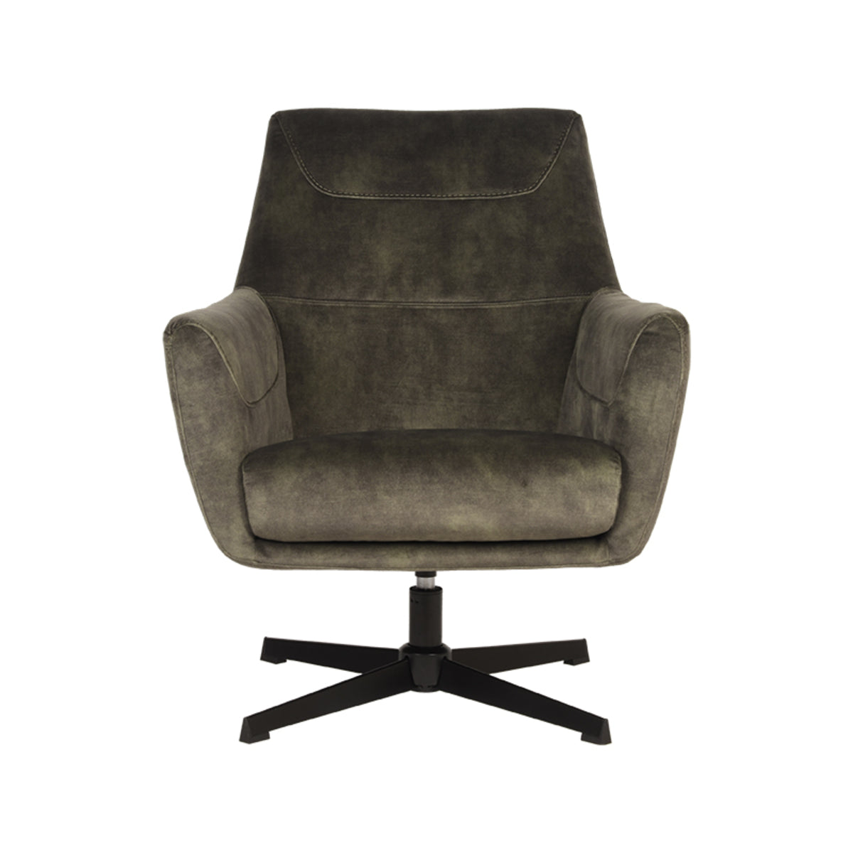Fauteuil Toby Velours Hunter, vooraanzicht op witte achtergrond