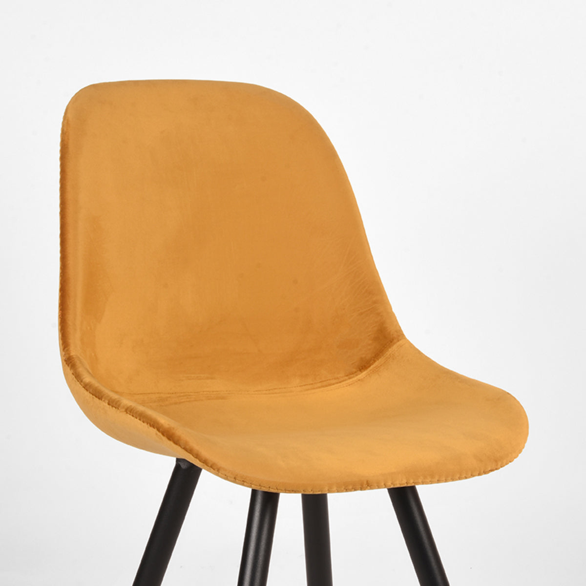 Eetkamerstoel Capri | Geel Velvet — Zijaanzicht - witfoto