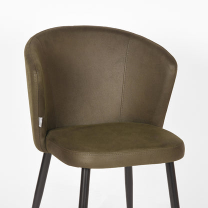 Eetkamerstoel Wave microvezel army, detail van het materiaal