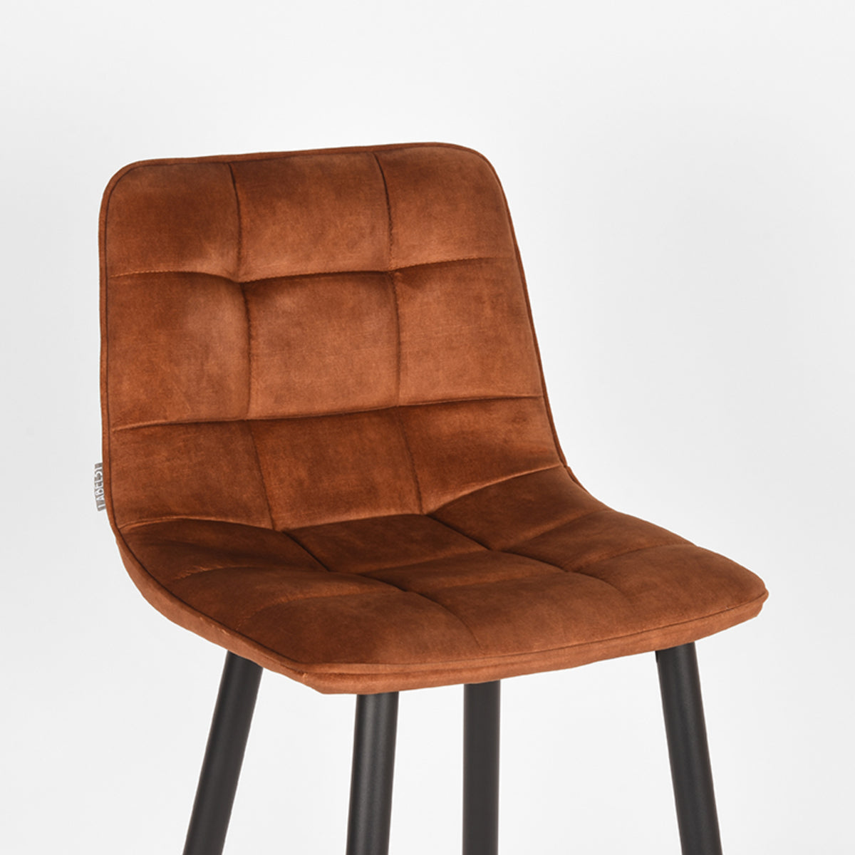 Barkruk Jelt kookeiland of bartafel velours oker, detail van het materiaal
