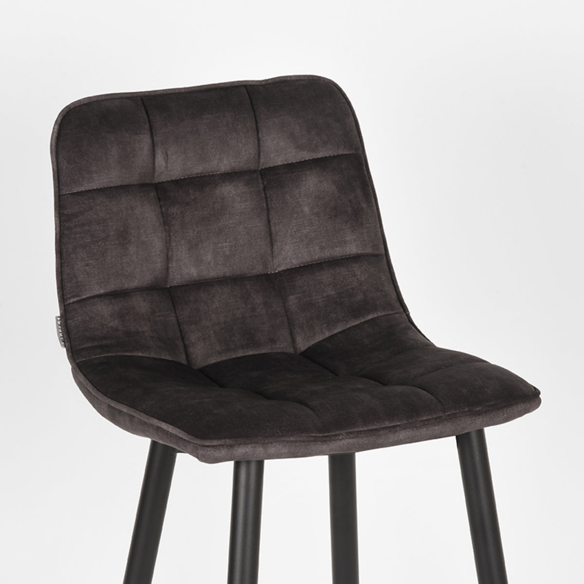 Barkruk Jelt kookeiland of bartafel velours antraciet, detail van het materiaal