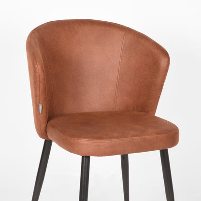 Eetkamerstoel Wave microvezel cognac, detail van het materiaal