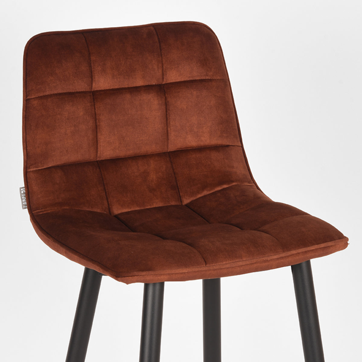 Barkruk Jelt horecahoogte velours rust, detail van het materiaal