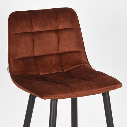 Barkruk Jelt horecahoogte velours rust, detail van het materiaal