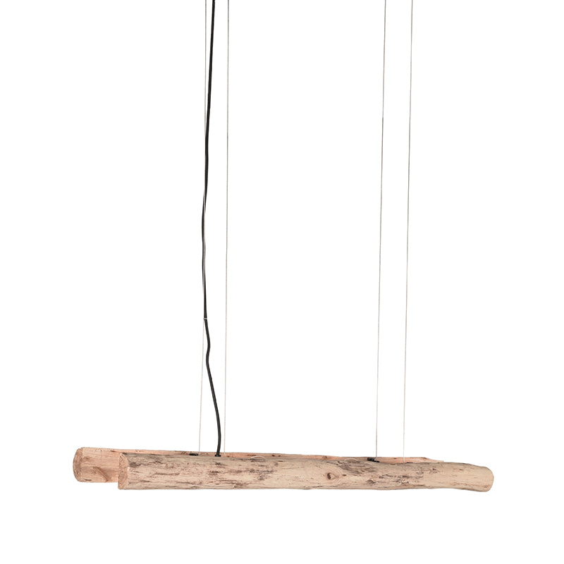 Hanglamp Woody naturel hout, schuin vooraanzicht op witte achtergrond