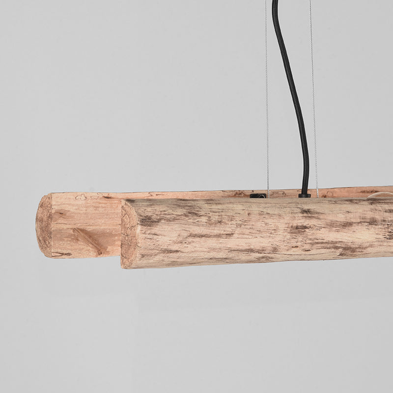 Hanglamp Woody naturel hout, detail van het materiaal