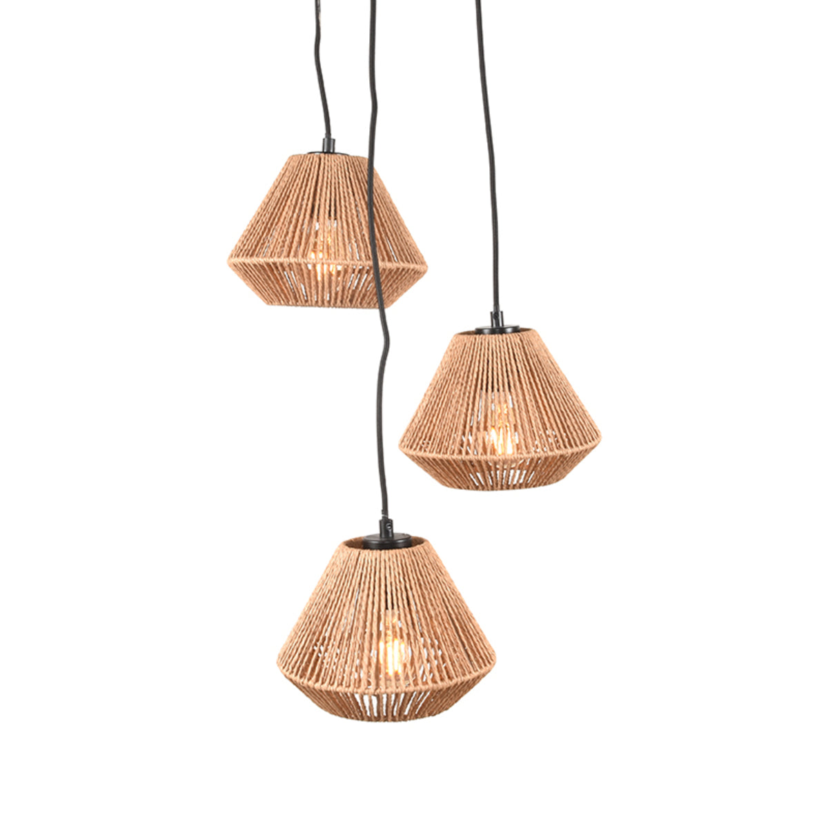 Hanglamp Ibiza Diamond 3 lichten naturel jute