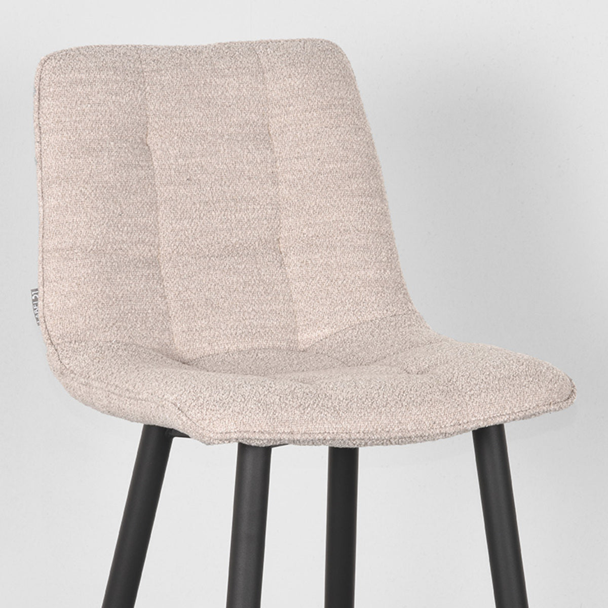 Barkruk Jelt kookeiland of bartafel bouclé naturel, detail van het materiaal