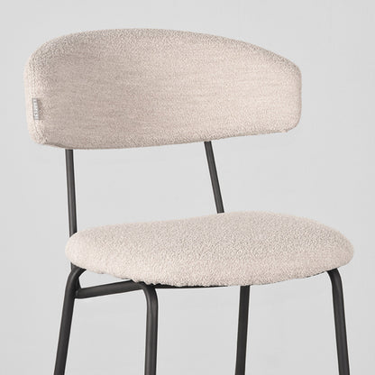 Barkruk Zack horecahoogte naturel bouclé, detail van het materiaal