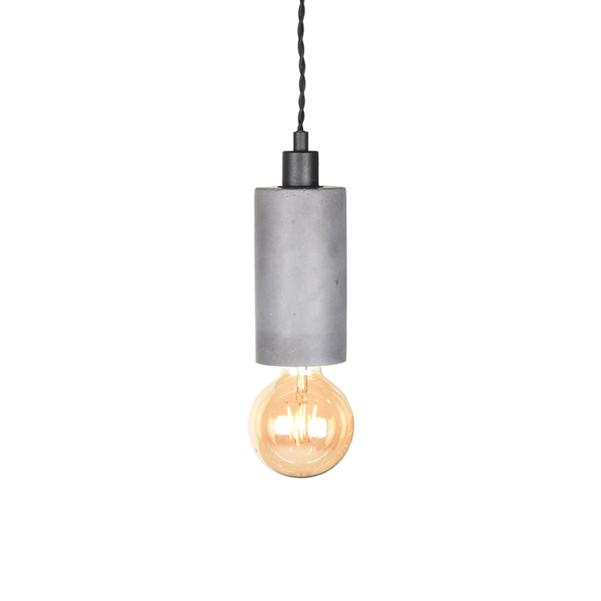 Hanglamp Fresco 1 lichts grijs beton, vooraanzicht op witte achtergrond