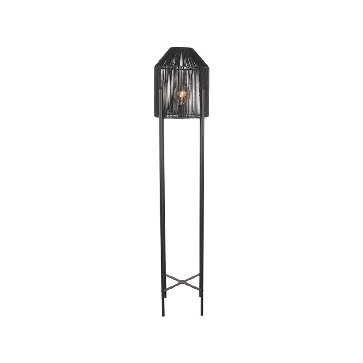 Vloerlamp Ibiza | Zwart Jute — Vooraanzicht - witfoto