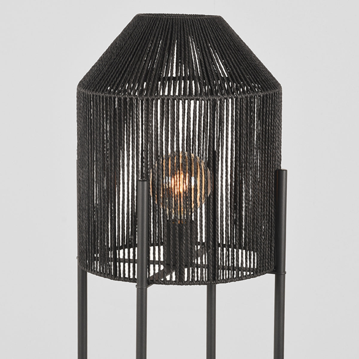 Vloerlamp Ibiza | Zwart Jute — Vooraanzicht - sfeer