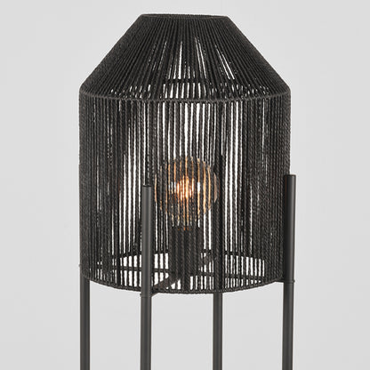 Vloerlamp Ibiza | Zwart Jute — Vooraanzicht - sfeer